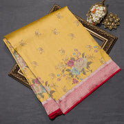 Mustard Yellow Semi twill Silk Saree