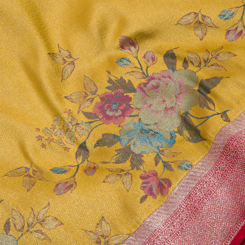 Mustard Yellow Semi twill Silk Saree