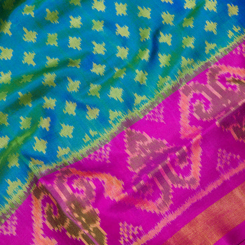 Peacock Green Ikat Silk Saree