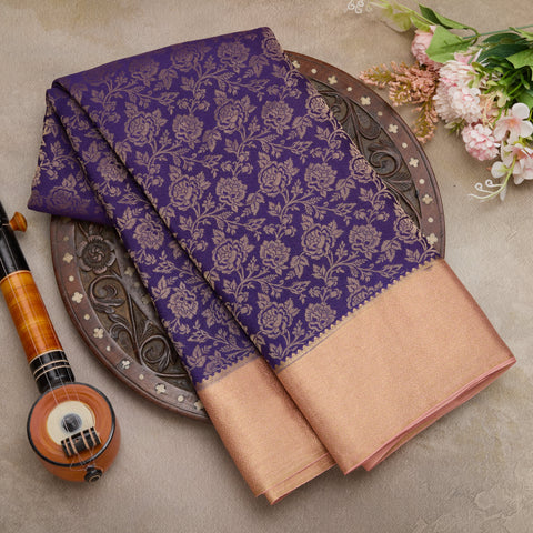 Purple Pure Mysore Crepe Silk Saree