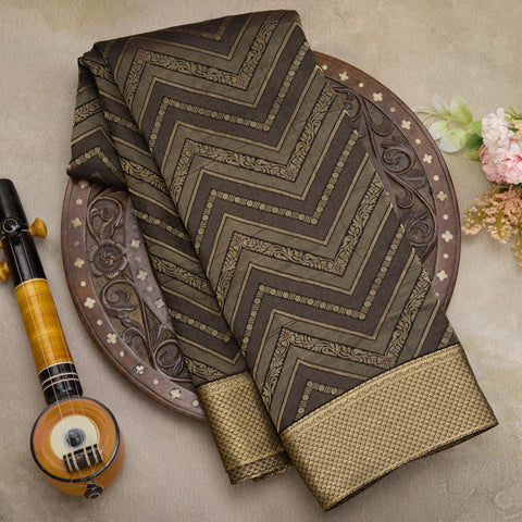 Black Pure Mysore Crepe Silk Saree