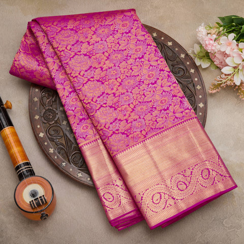 Pink Kanjeevaram Handloom Brocade Silk Saree