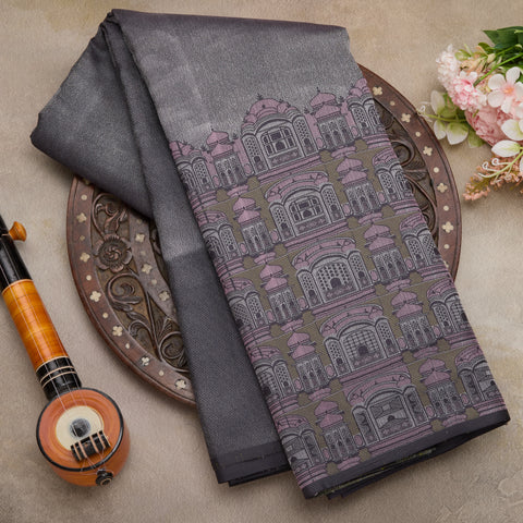 Grey Pure Kanjeevaram Resham by Resham Handloom Silk Saree
