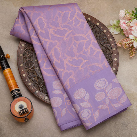 Lavender Pure Kanjeevaram Handloom Brocade Silk Saree