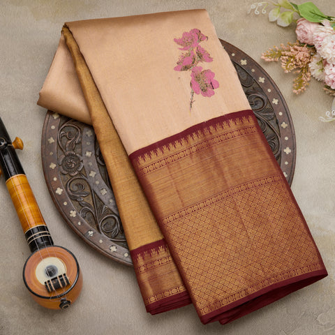 Gold Pure Kanjeevaram Handloom Designer Silk Saree