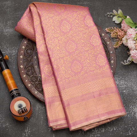 Pale Pink Pure Kanjeevaram Handloom Silk Saree