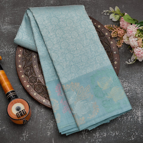 Light Blue Pure Handloom Silk Saree