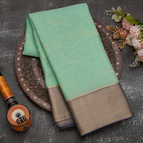 Sea Green Pure Mysore Crepe Silk Saree