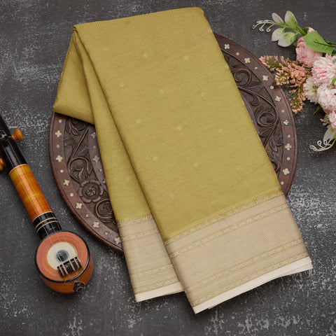 Mint Green Pure Mysore Crepe Silk Saree