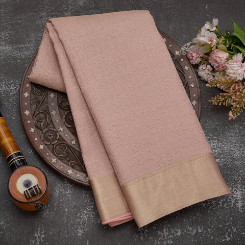 Beige Pure Mysore Crepe Silk Saree