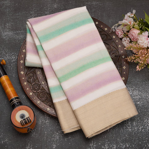 Multicolour Pure Mysore Crepe Silk Saree