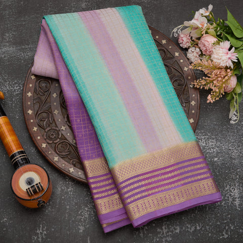 Multicolour Pure Mysore Crepe Silk Saree
