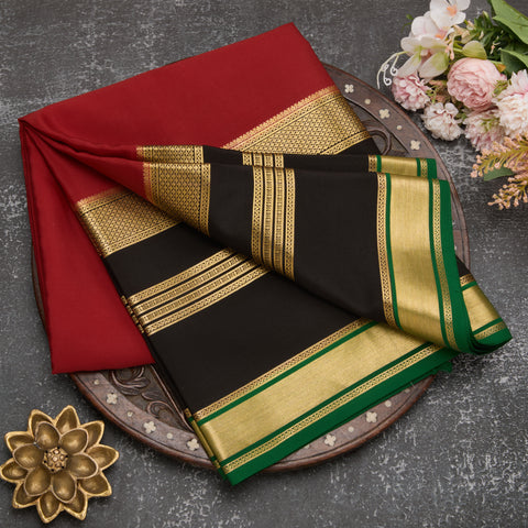 Maroon Pure Mysore Crepe Silk Saree