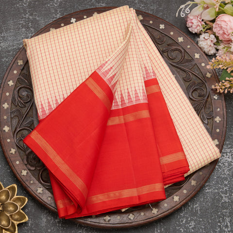 Beige Pure Kanjeevaram Handloom Silk Saree