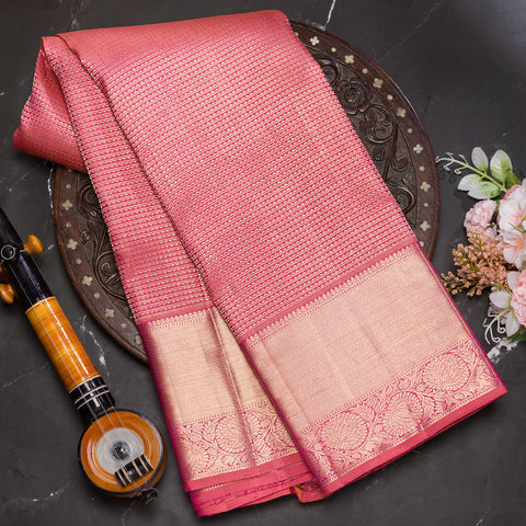 Light pink pure kanjeevaram brocade silk saree
