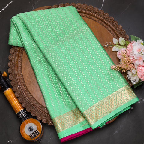 Pista green pure mysore crepe silk saree