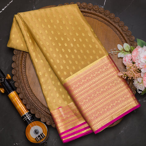 Gold Pure mysore crepe silk saree