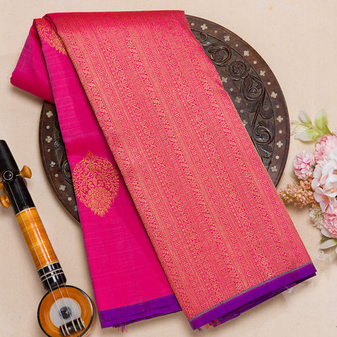 Pink kanjeevaram traditional pure silk saree
