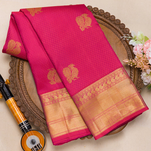 Magenta pink  Pure kanjeevaram silk saree