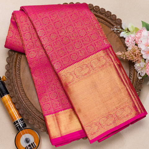Rani pink pure kanjeevaram brocade silk saree