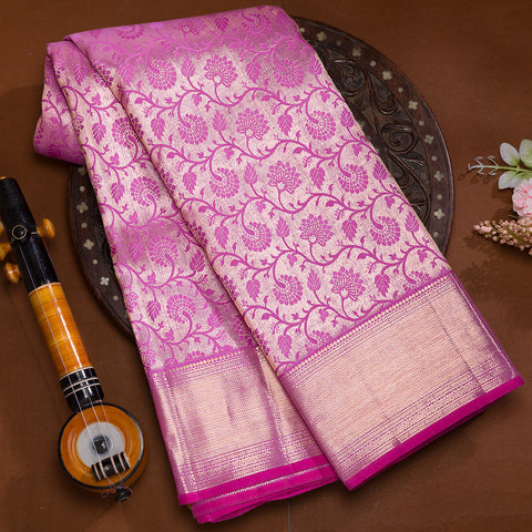 Light pink brocade kanjeevaram silk saree