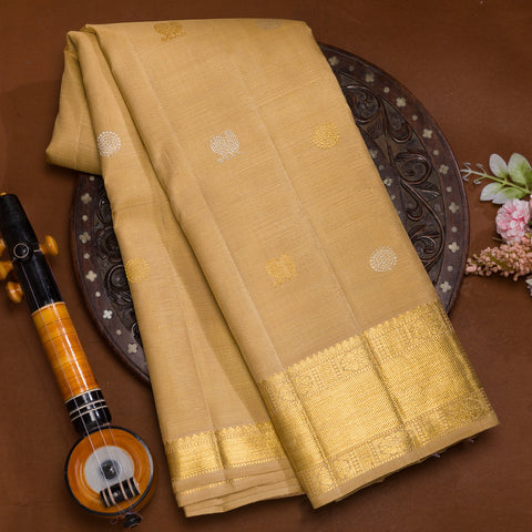 Golden beige kanjeevaram silk saree