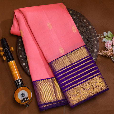 Neon pink traditional kanjeevaram silk saree