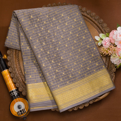 Ash gray mysore crepe silk saree