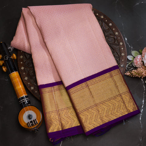 Light pink kanjeevaram brocade silk saree
