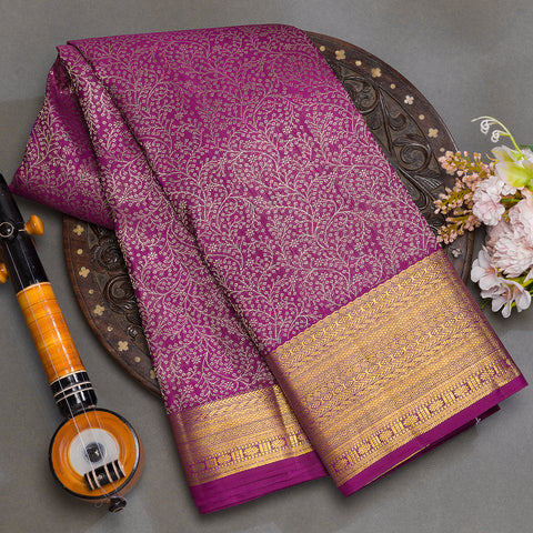 Purple kanjeevaram brocade silk saree