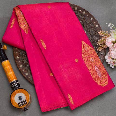 Pinkish red kanjeevaram silk saree