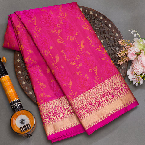Pink handloom silk saree