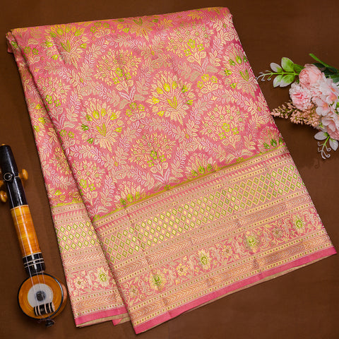 Baby pink pure kanjeevaram tissue silk saree