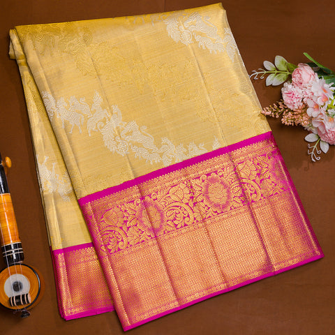 Light Gold pure kanjeevaram tissue silk saree