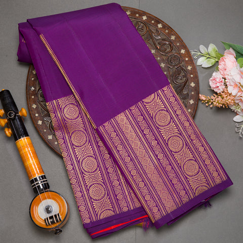 Dark purple pure kanjeevaram silk saree