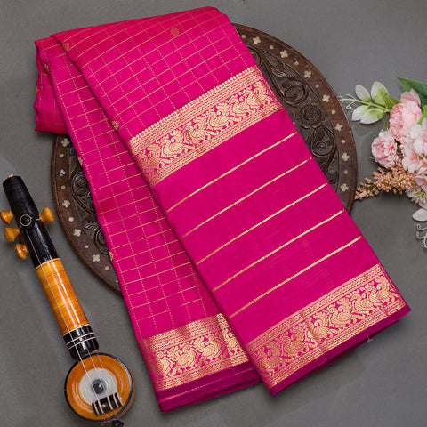 Magenta pink pure kanjeevaram silk saree
