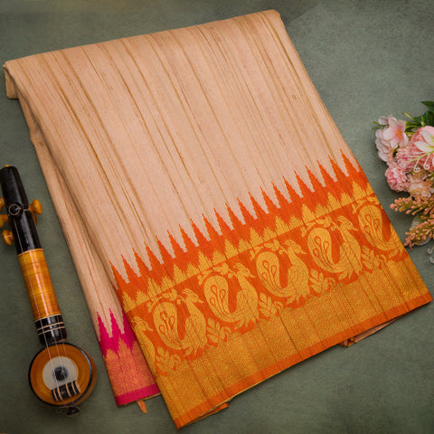 Beige Dhupiyan Silk Saree
