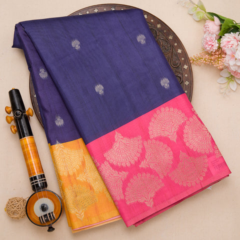 Royal Blue Semi Tussar Silk Saree