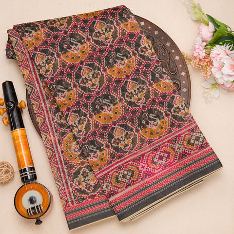 Black Printed Cotton Saree