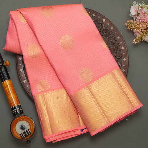 Peach Pink Kanjeevaram Silk Saree