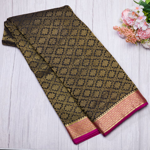 Midnight Blue Pure Mysore Brocade Silk Saree
