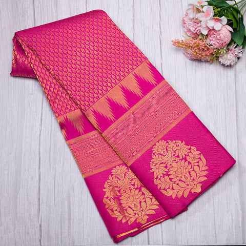 Buy Galaxy Saree-Kanjivaram Brocade pattu silk saree Orange at Amazon.in