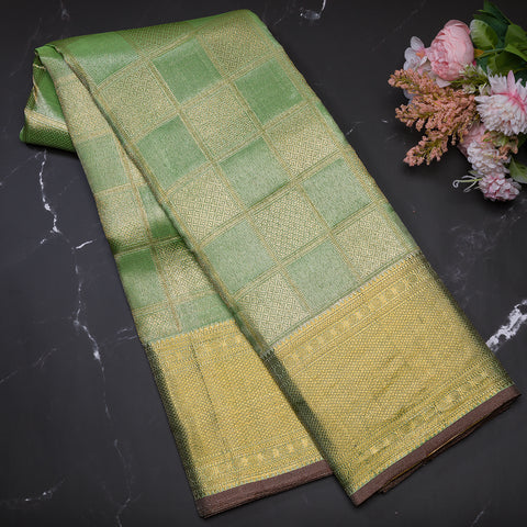 Pista Green Pure Kanjivaram Tissue Silk Saree