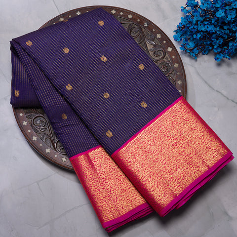 Dark Blue Kanjivaram Butta Saree