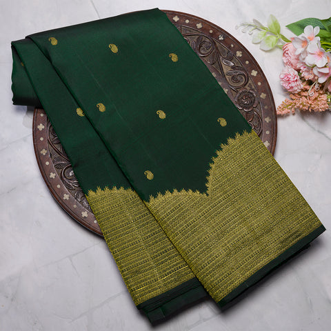 Bottle Green Pure Kanjivaram Silk Saree