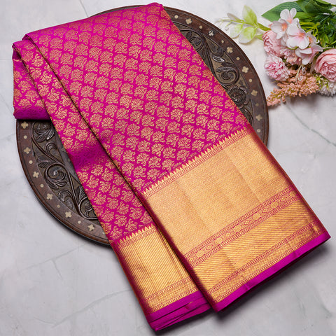 Rani Pink Kanjivaram Brocade Silk Saree