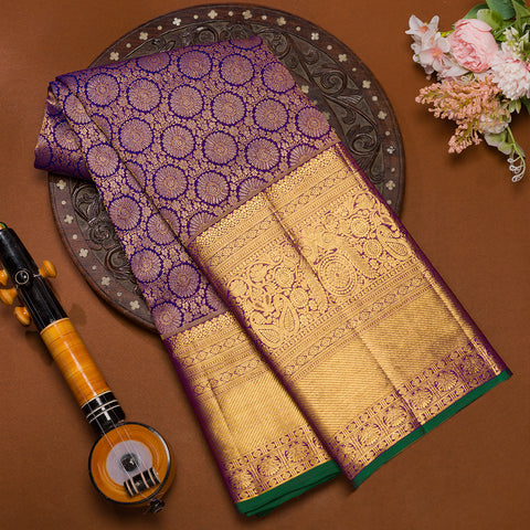 Purple Kanjivaram Brocade Silk Saree