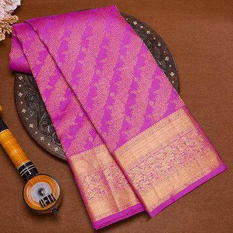 Rose Pink Pure Kanjivaram Silk Saree