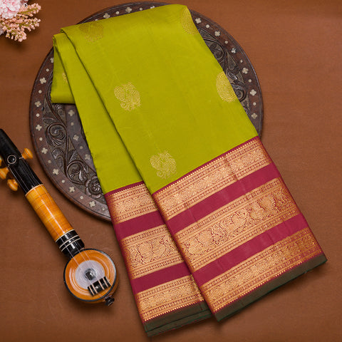 Parrot Green Traditional Kanjivaram Silk Saree