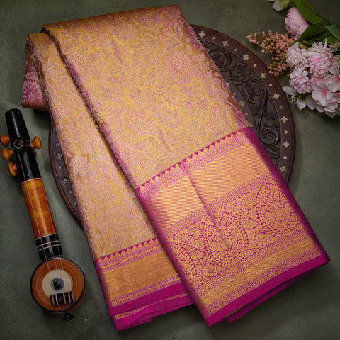 Antique Gold Pure Tissue Silk Saree